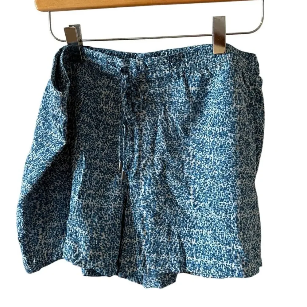 Vince Silk Charmeuse Shorts Blue Combo Static Print S